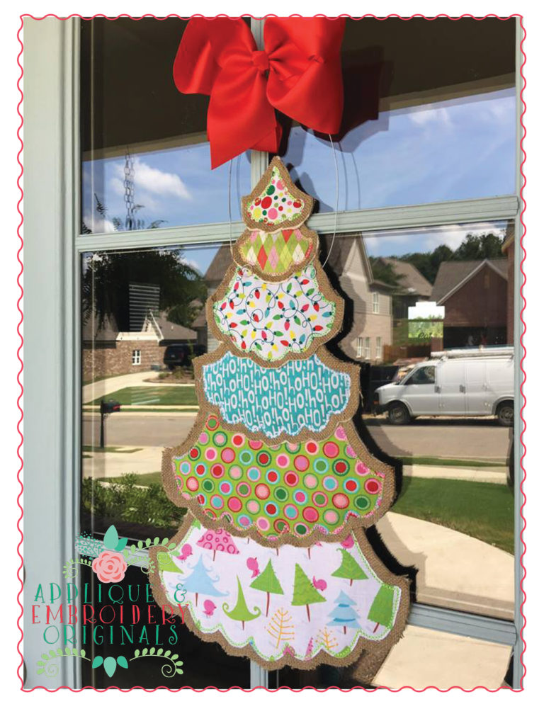 1470 Layered Tree Christmas Door Hanger In-The-Hoop  Applique Design - Image 4