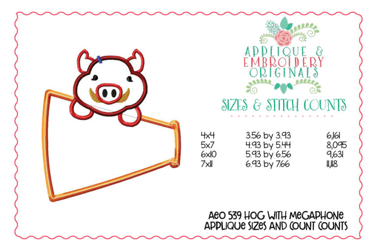 539 Razorback Megaphone Football Mascot Applique Design - Image 3