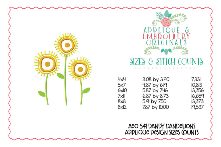 541 Dandy Dandelions Flower Applique Design - Image 9