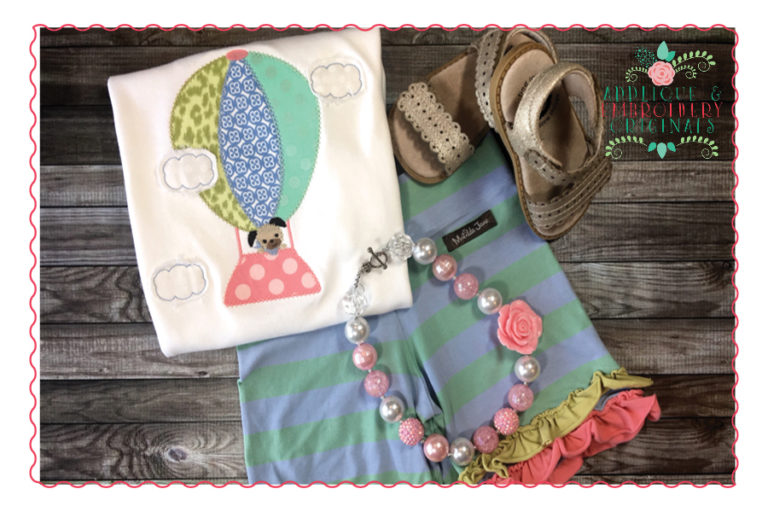 542 Hot Air Balloon with Puppy Dog Applique Design - Image 4