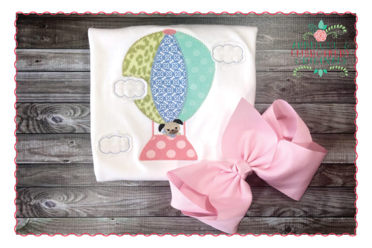 542 Hot Air Balloon with Puppy Dog Applique Design