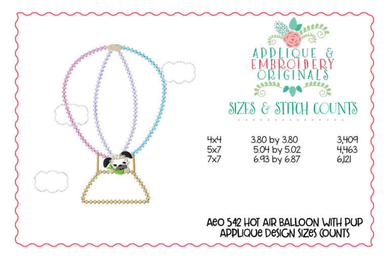 542 Hot Air Balloon with Puppy Dog Applique Design - Image 8