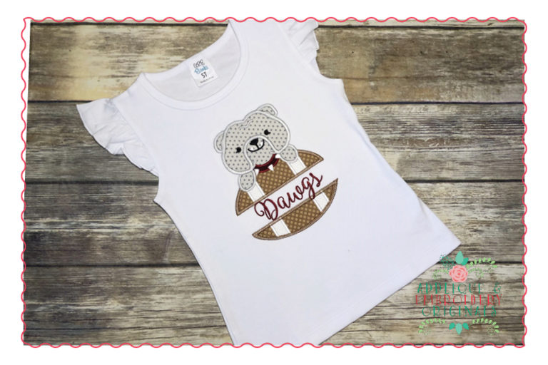 542 Split Football Bulldog Mascot Applique Design - Image 2