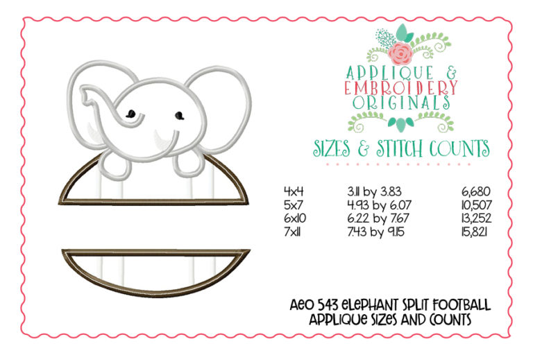 543 Split Football Elephant Mascot Applique Design - Image 2