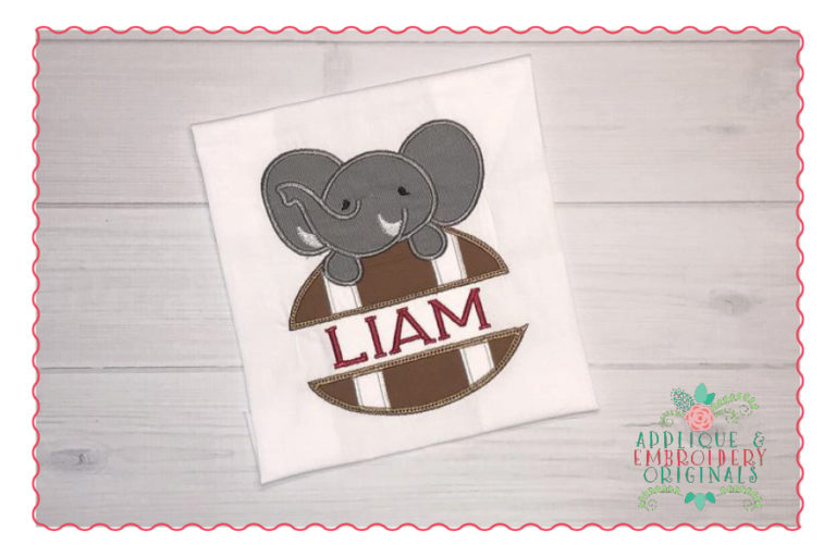 543 Split Football Elephant Mascot Applique Design