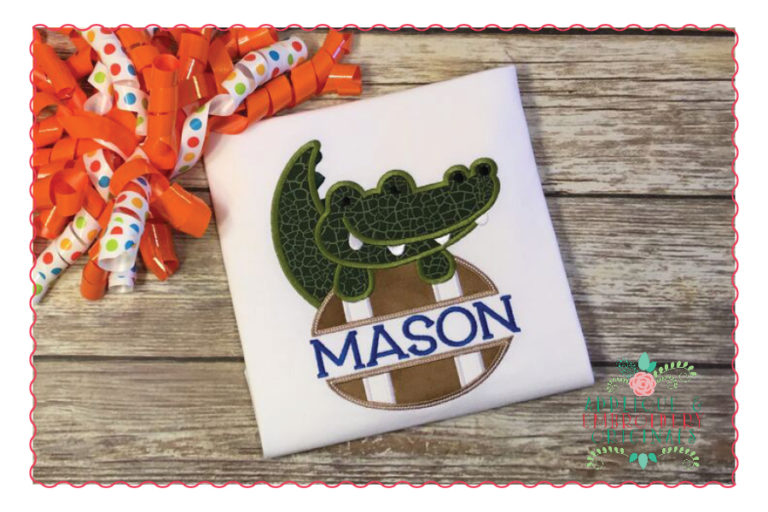 544 Split Football Gator Mascot Applique Design