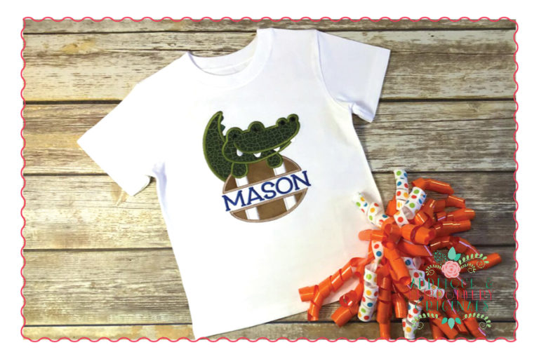 544 Split Football Gator Mascot Applique Design - Image 2