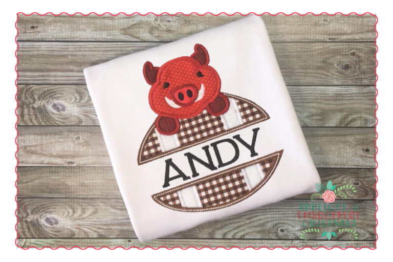 546 Split Football Razorback Mascot Applique Design