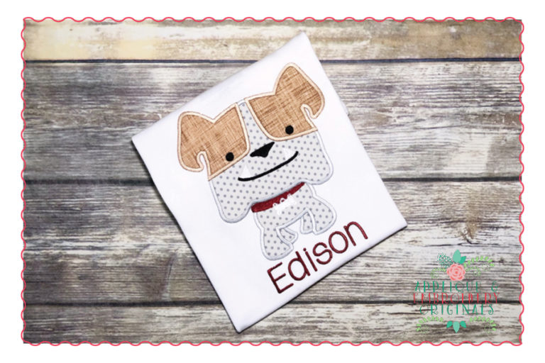 548 Bulldog Football Mascot Applique Design