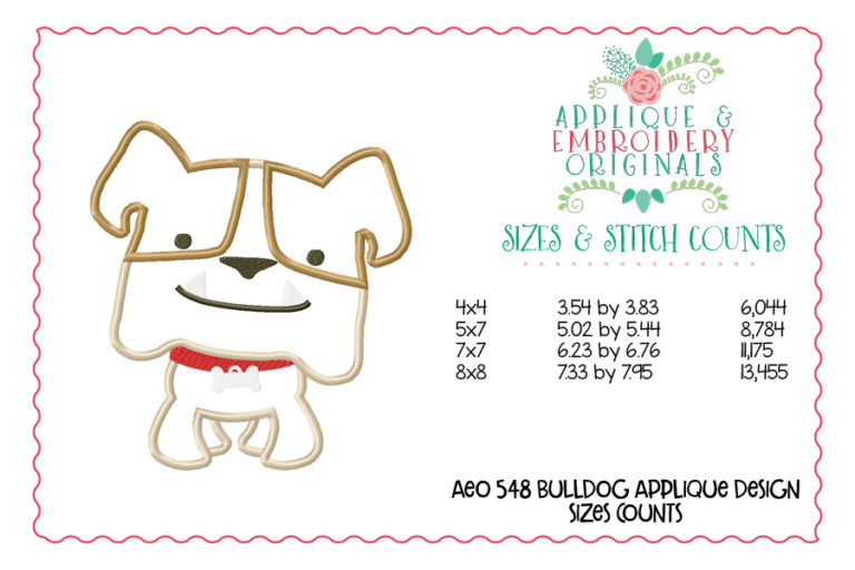 548 Bulldog Football Mascot Applique Design - Image 3