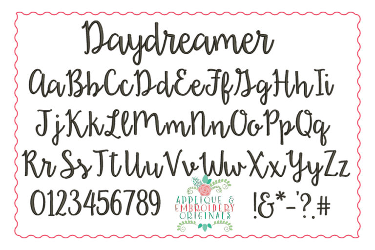 550 Daydreamer Script Embroidery Font - Image 2