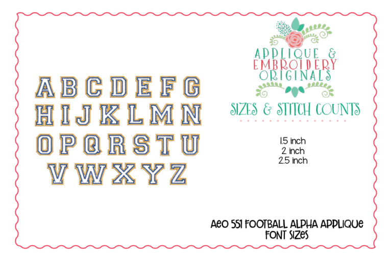 551 Football Block Alpha Applique Font - Image 2