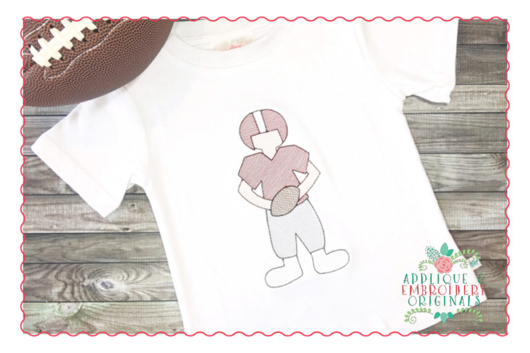 553 Football Player Sketch Quick Embroidery Design - Image 2