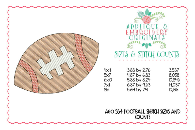 554 Football Simple Sketch Quick Embroidery Design - Image 3