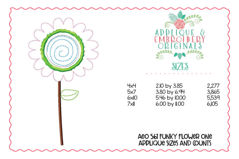 561 Funky Flower One Applique Design - Image 3