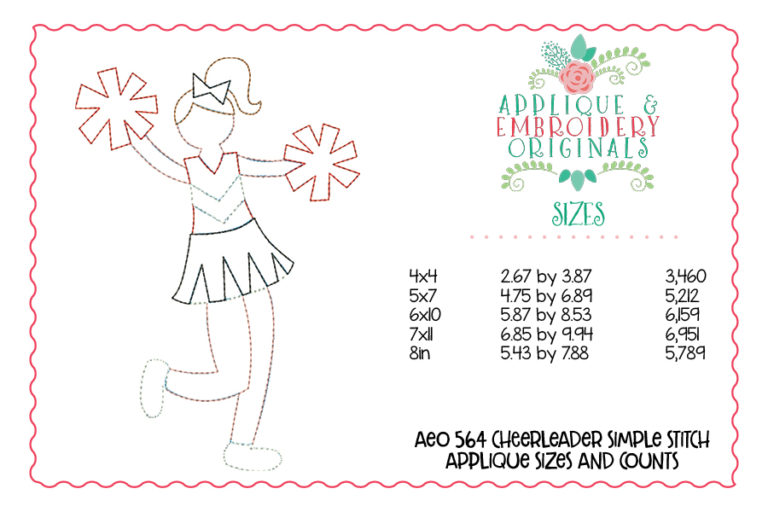 564 Cheerleader Football Simple Stitch Applique Design - Image 3