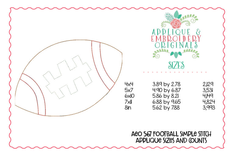 567 Football Simple Stitch Applique Design - Image 3