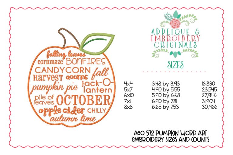 572 Pumpkin Word Art Applique Design - Image 4