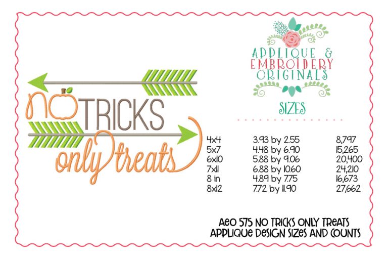 575 No Tricks Only Treats Applique Design - Image 3