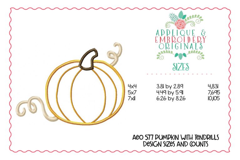 577 Pumpkin with Tendrils Applique Design - Image 4