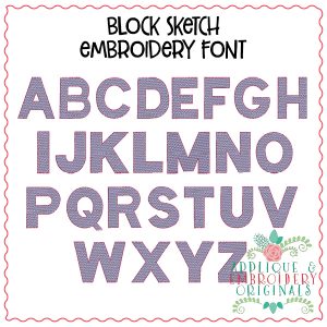 580 Block Sketch Embroidery Font