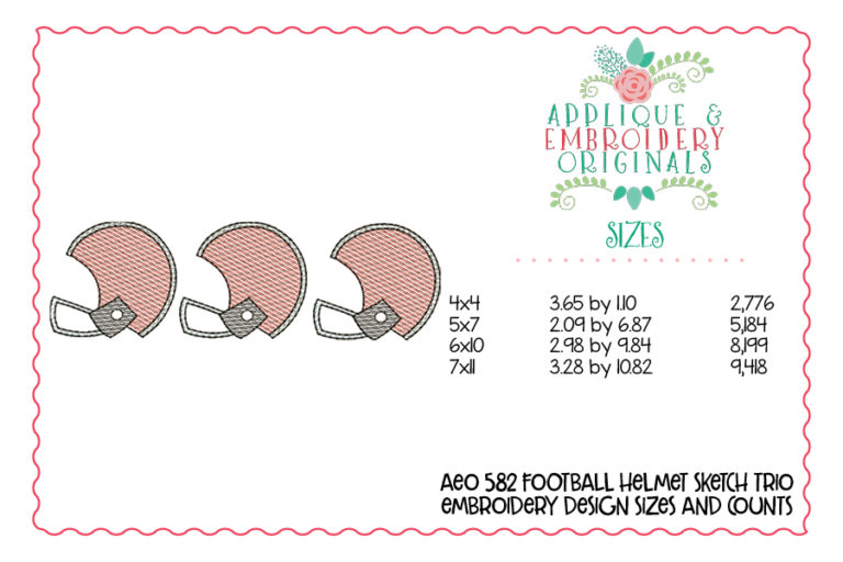 582 Football Helmet Trio Sketch Embroidery Design - Image 3