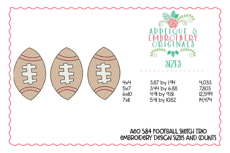 584 Football Trio Sketch Embroidery Design - Image 3