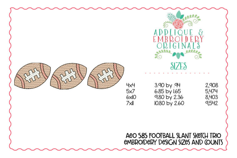 585 Football Trio Slant Sketch Embroidery Design - Image 3