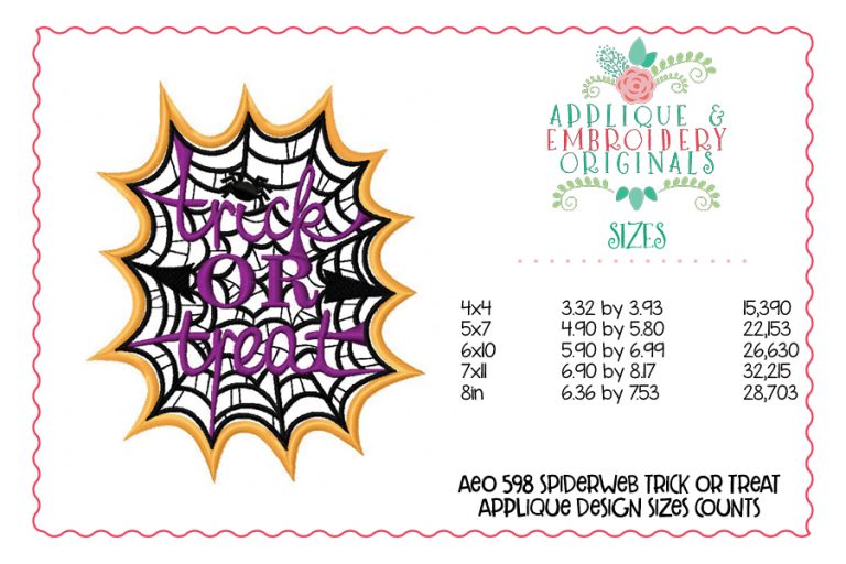598 Spiderweb Trick or Treat Applique Design - Image 3