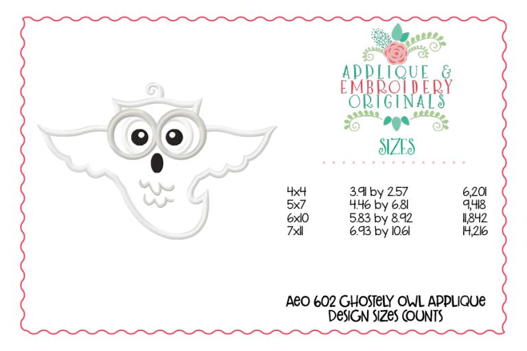 602 Ghostly Owl Applique Design - Image 2