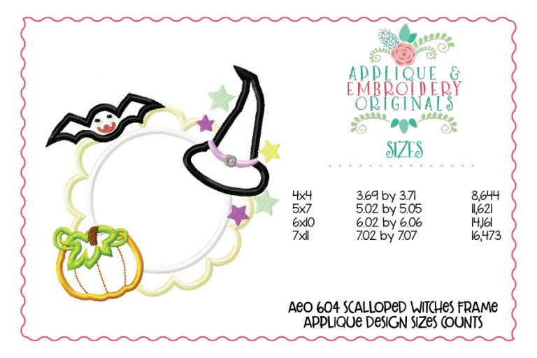 604 Scalloped Witches Frame Applique Design - Image 4