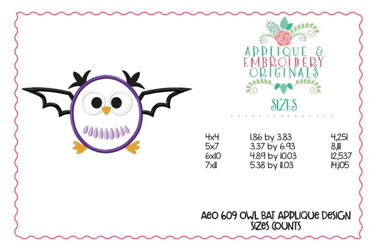 609 Owl Bat Applique Design - Image 4