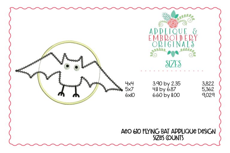 610 Flying Bat Applique Design - Image 6