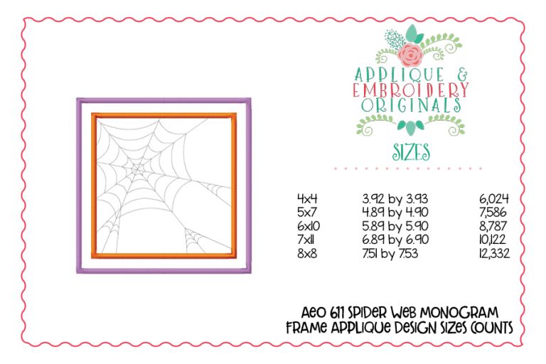 611 Spider Web Monogram Frame Applique Design - Image 4