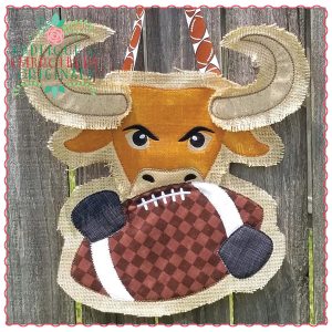614 Longhorn Football Door Hanger In-The-Hoop Applique Design