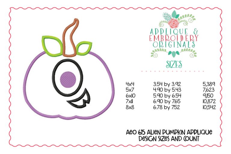 615 Alien Pumpkin Jack Lateran Applique Design - Image 3