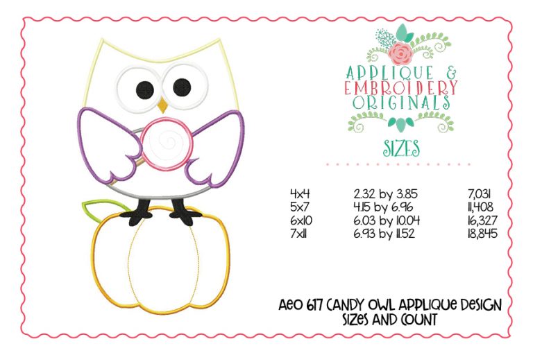 617 Candy Owl Applique Design - Image 4
