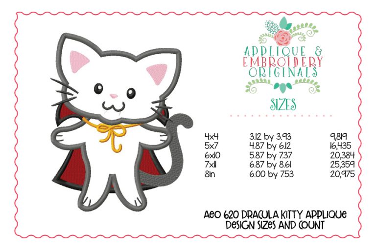 620 Count Dracula Kitty Applique Design - Image 4