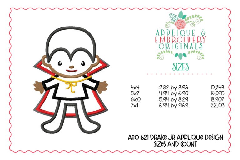 621 Drake Jr. Count Dracula Applique Design - Image 3