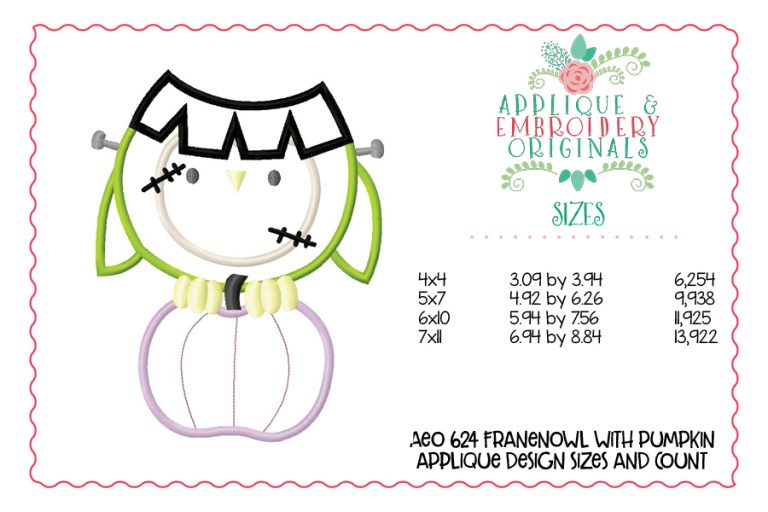 624 Frankie Owl on Pumpkin Applique Design - Image 3