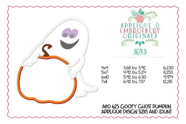 625 Goofy Ghost with Pumpkin Applique Design - Image 3