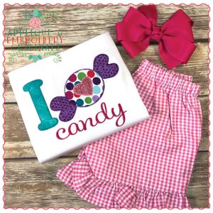 627 I Heart Love Candy Applique Design