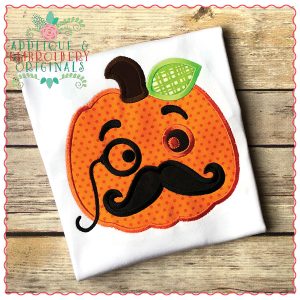 628 Mister Pumpkin Mustache Applique Design