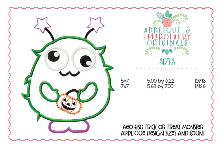 630 Trick or Treat Monster Applique Design - Image 5