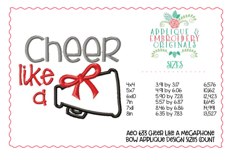 636 I Cheer Like Megaphone Bow Applique Design - Image 4