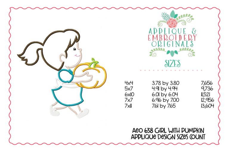 638 Girl with Pumpkin Applique Design - Image 3