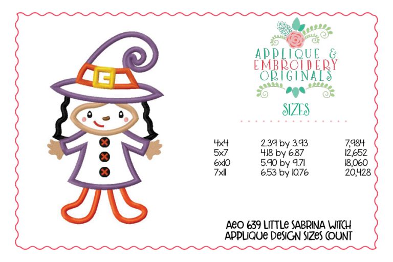639 Little Sabrina Witch Applique Design - Image 2