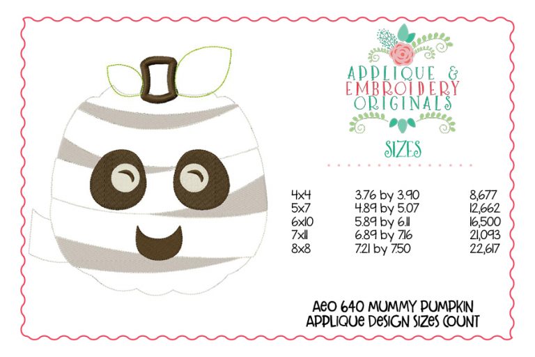 640 Mummy Pumpkin Applique Design - Image 3