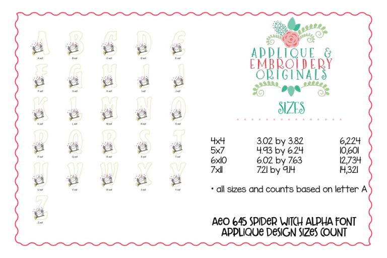 645 Spider Witch Alpha Applique Font - Image 4