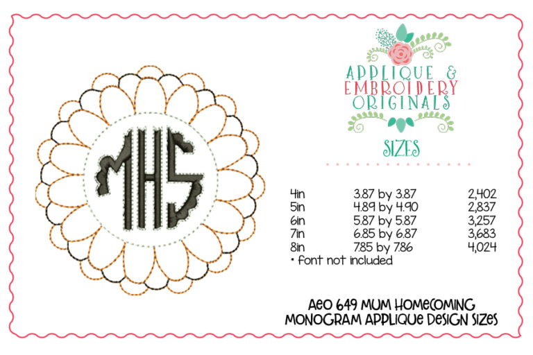 649 Mum Homecoming Monogram In The Hoop Corsage Design - Image 4